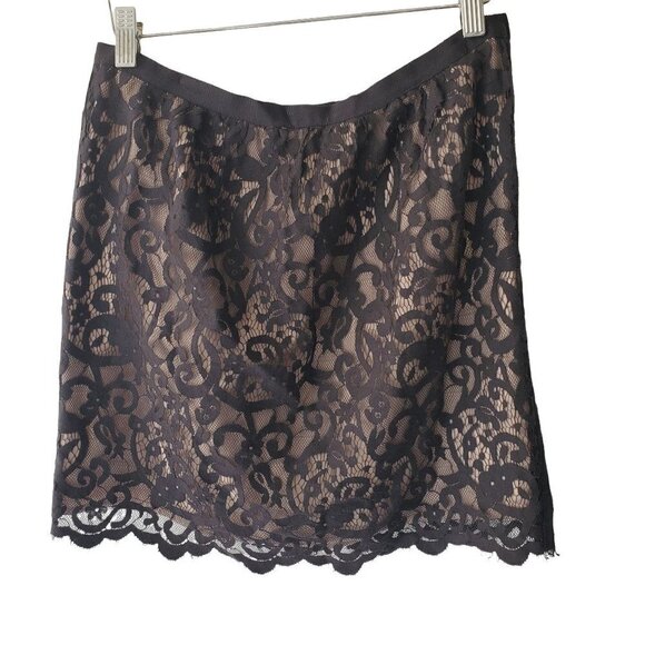 Ann Taylor Loft Womens Sheer Black Lace Pencil Skirt Scalloped Hem Lined Size 2 - Picture 5 of 9